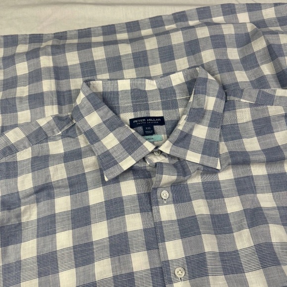 Peter Millar Blue & White Plaid Crown Crafted Flex Finished Men’s XL Shirt - Picture 1 of 9
